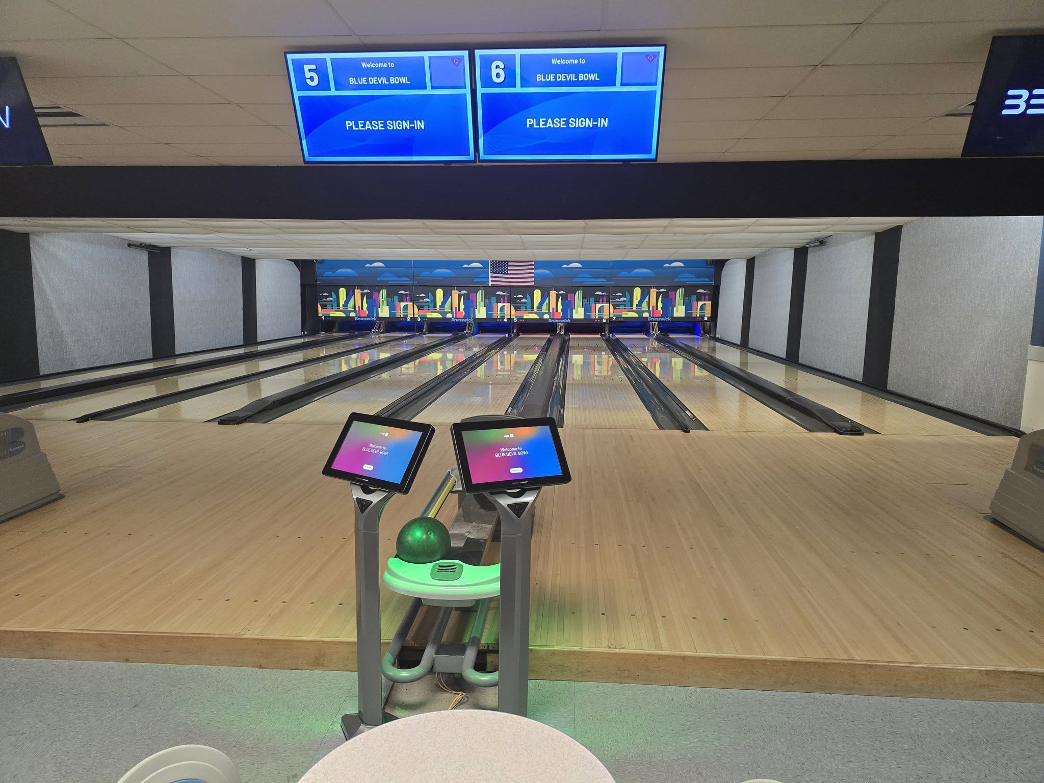 Bowling lanes at Blue Devil Bowl